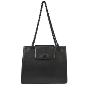 Chanel Black Calfskin Chain Tote Shoulder Bag 184662 - Picture 1 of 10