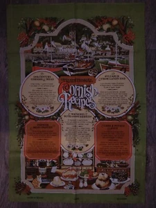 Cornish Cornwall Recipes Mead Syllabub Meat Pasties Mackerel Soup Tea Towel - Picture 1 of 1