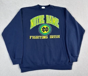 Sudadera De Colección Años 90 Notre Dame Lucha Irlandesa NCAA Azul Marino Cuello Redondo Talla 2XLT - Imagen 1 de 11