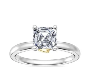 2 .00 Ct Asscher IGI Certified Lab Grown Diamond Wedding Ring 14K White Gold - Picture 1 of 9