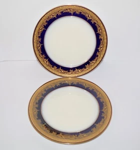 Wm. Guerin & Co. Limoges Frankreich (2er Set) Kobalt & Gold 10 7/8" Essteller - Bild 1 von 7