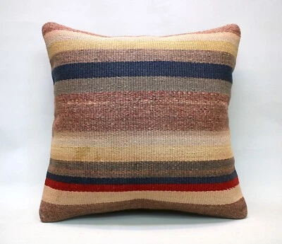 Kilim Square Pillow, 18x18 in, Decorative Throw Cushion, Handmade Vintage Pillow - Image 1 of 4