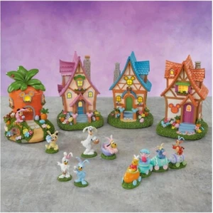 Juego de luces y música 13 piezas Disney Mickey Minnie Mouse Easter Spring Village NUEVO - Imagen 1 de 5