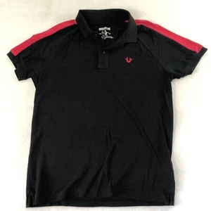 True Religion Polo Shirt Mens Medium Black Red Short Sleeve - Bild 1 von 8