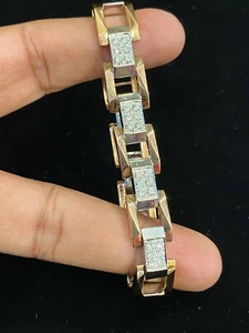 Pave 2.82 Cts Round Brilliant Cut Diamonds Tennis Bracelet In 585 Solid 14K Gold - Picture 1 of 12