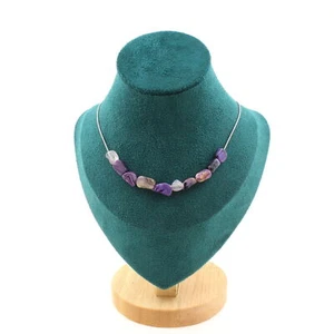 Stones And Minéraux. Necklace 10 Beads Charoite Of Russia Chain Steel Stainless - Picture 1 of 5