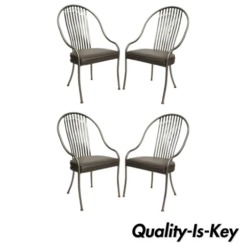 4 Shaver Howard Brushed Steel Metal Mid Century Modern Design Dining Chairs Cover