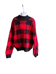 Art Class Girls Fuzzy Crop Sweater Size XL 14/16 Black and Red - Picture 1 of 3