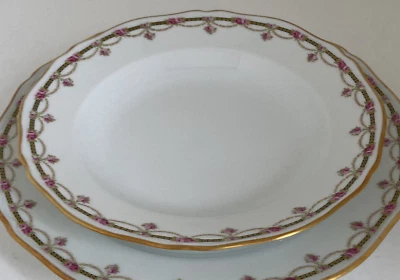 Suppenteller Limoges Porzellan Louis XV Rosengirlande Goldrand selten schön edel - Bild 1 von 4