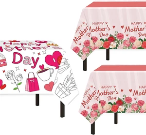 2 Pack Mothers Day Tablecloth, 54" X 108" Mothers Day Party Table Cloths Plastic - Picture 1 of 9