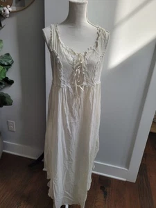 Vintage Victoria's Secret Country Night Gown S Cotton Prairie Crochet 90s - Picture 1 of 9