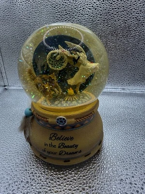 Bradford Exchange Mystical Dreams Wolf Art Light Up Glitter Globe Musical - Image 1 of 4