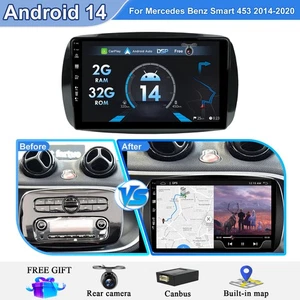 9'' Für Smart Fortwo 2014-2020 Autoradio Android14 DAB+ Carplay GPS Navi BT 32GB - Bild 1 von 24