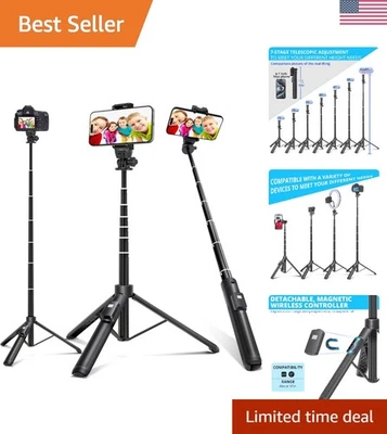 Aluminum Alloy Selfie Stick Tripod - 62 Inches Extendable with Adjustable Holder - Image 1 of 4