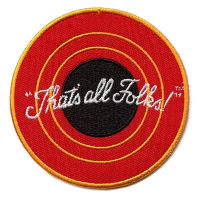 Official Looney Tunes "That's all Folks!" Round Logo Embroidered Iron On Patch - Image 1 of 3
