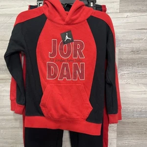 Nike Air Jordan Boy's Pullover Sweatshirt Hoody Black/Red Small Set - Picture 1 of 5