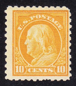US Scott 433 old 10c Franklin perf 10 SLWM M/H/OG CV $40 - Picture 1 of 1