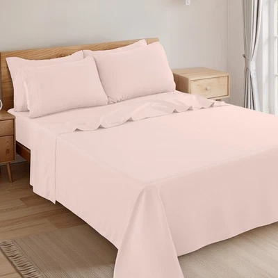 Juego de sábanas lisas de bolsillo profundo ultra suave serie 1800 de lujo de 6 piezas Foto 1 de 4