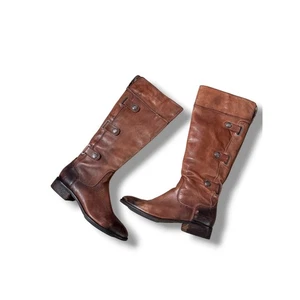 Arturo Chiang Leather Riding Boots Women's 8.5 Brown Knee High Fall Classic - Picture 1 of 14