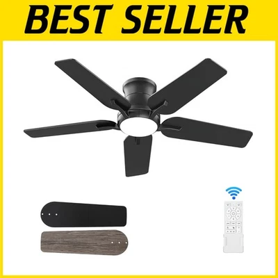 42 Inch Black Ceiling Fan with Remote & Dimmable Light - Quiet & Modern Design - Image 1 of 4