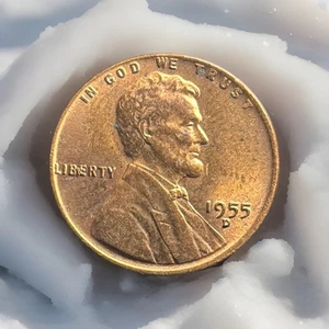 1955-D MINT ERROR  WHEAT CENT Penny ('BIE'  IN LIBERTY) - Picture 1 of 4