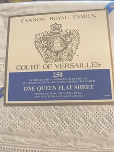 Cannon Royal Family Court of Versailles Embroidered Queen Flat Sheet DIAMANT NEW - Picture 1 of 5