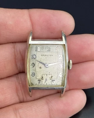 Hamilton 10k White Gold Filled Square Case Vintage Men's Watch - REPAIR - Image 1 of 4