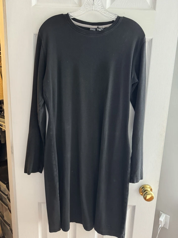 Patagonia Cotton Long Sleeve Black Crewneck Shirt Dress Athleisure Sz Lg - Image 1 of 4