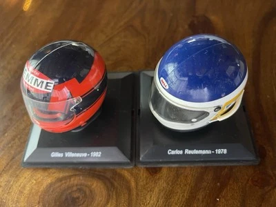 LOT 2 MINIATURE F1 HELMET SCALE 1:5 CARLOS REUTEMANN 1978 GILES VILLENEUVE  1982 - Image 1 of 3