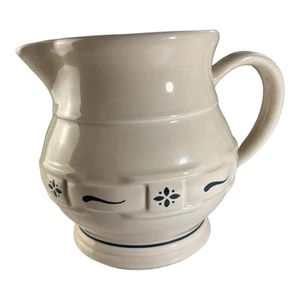 Longaberger Pottery Blue Woven Traditions Milk Pitcher 5.5” - Picture 1 of 11