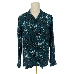 Robert Graham Woven Button Front Long Sleeve Shirt LABREA Dark Teal Bird Print M - Bild 1 von 9