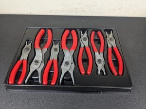 #bm385 Snap-on Tools SRPC107 (Red) 7pc Convertible Snap Ring Pliers Set USA - Foto 1 di 18