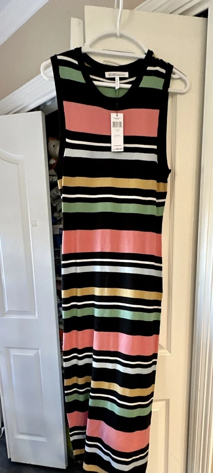 Maxi Vestido BCBG Generation Mediano Bloque Rayas Nuevo Con Etiquetas Foto 1 de 4