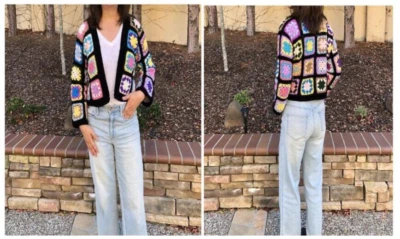 Crochet Pattern copy Ladies Granny square short cardigan DK yarn XS-4XL 654J - Image 1 of 4