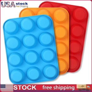 3X Silicone Muffin Pan, 12 Cups Cupcake Pan, Egg Muffin Baking Non-Stick Molds - Picture 1 of 6