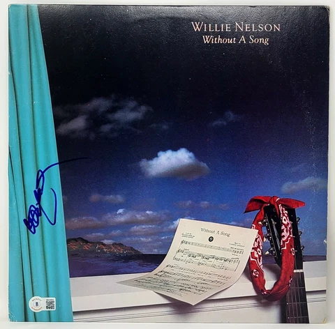 WILLIE NELSON Signed Autographed "Without A Song" Album LP w/ Vinyl Beckett BAS Cover
