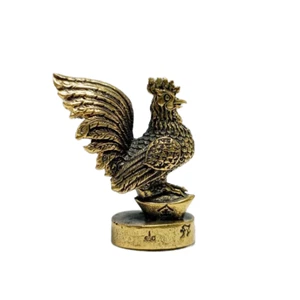 Feng Shui Hahn Huhn auf Gold Figur Messing Statue Reichtum Glück Fülle - Bild 1 von 12