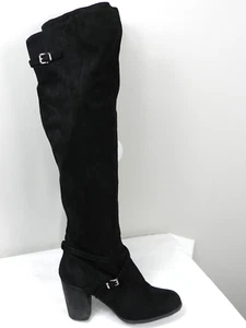 Steve Madden Boots Womens 10 Tall Knee High Black Side Zip Cuban Heels - Picture 1 of 14