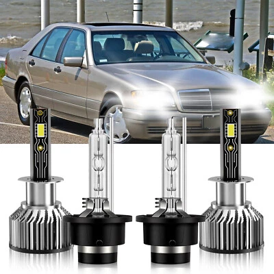 Front LED HID Headlight Bulb Kit 6500K White For Mercedes-Benz S320 1997-1998 - Image 1 of 4