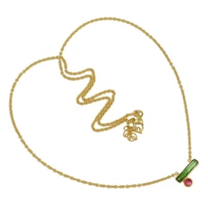 18k Gold Vermeil - Natural Pink & Green Tourmaline 925 Silver Necklace SN19018 - Picture 1 of 1