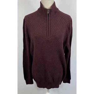 Calvin Klein Mens Quarter Zip Long Sleeve Knit Sweater Bordeaux Size XXL NWT - Picture 1 of 4