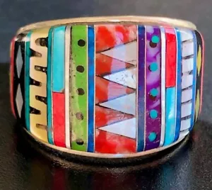 Vintage Ring BIG COLOR Cloak weaved pattern Dance Tribal Native First Nations 9 - Picture 1 of 15