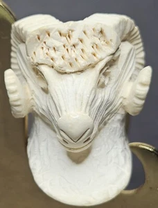 Ram Aries Head Handmade White Meerschaum Pipe Pfeife Made in Turkey Never Used - Picture 1 of 24