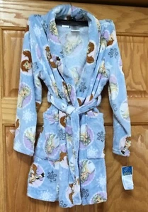 NWT DISNEY FROZEN PLUSH ELSA BATH SWIM ROBE BATHROBE GIRLS BLUE PAJAMAS SIZE 7-8 - Picture 1 of 8