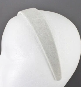 White Cream velvet headband soft velour hair accessory 1.25" wide plain classic - Picture 1 of 8