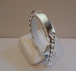PULSERA CABALLERO PLATA ESTERLINA 925 ESLABÓN CUBANO ID/9"" LARGO/HECHA EN ITALIA - Imagen 1 de 8