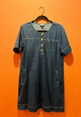 J Jill Womens Denim Shift Dress Size Small POCKETS Chambray Casual Coastal Comfy - Image 1 of 4