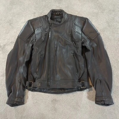 Richa Leather Motorcycle Jacket Mens 38 Black Biker Genuine Real Touring Lined - Image 1 of 4