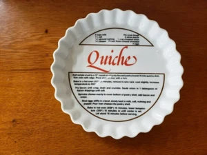 Vintage Graphic Gourmet Ovenware Quiche Recipe 10" Pie Plate Dish, Made in Japan - Picture 1 of 6