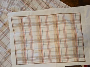Vintage JC Penney Percale Bed Sheet Set Brown Plaid Twin - Picture 1 of 9